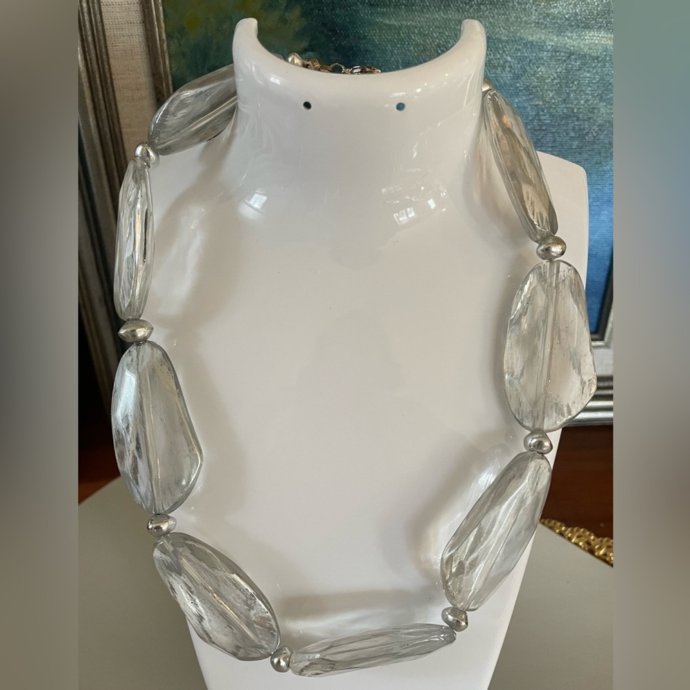 Chunky and Bold Large Clear Frosted Lucite Beads Necklace Choker